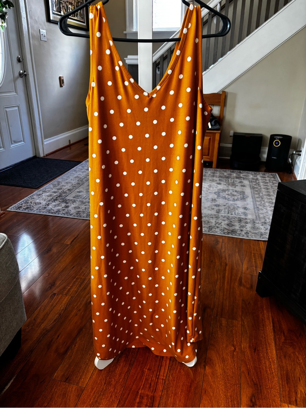 Maurices Mustard Yellow Polka Dot Maxi Slip Dress
